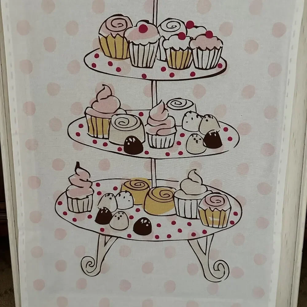 Sur La Table Embroidered Appliqué Dessert themed Tea Towel set of 2 NWOT
